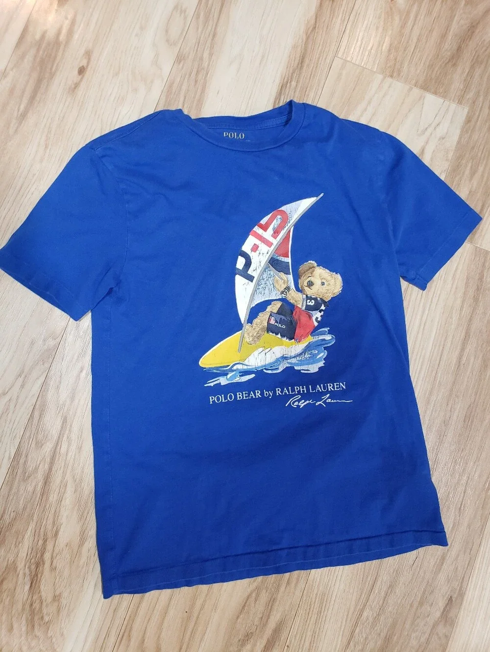 Polo Ralph Lauren Polo Bear Windsurfing Tee Boys Med 10-12 Blue
